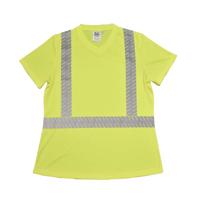 Type R, Class 2, Ladies Birdseye V-Neck T-Shirt with Reflective Tape