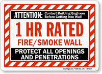 1 Hour Fire And Smoke Wall Sign