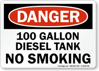 100 Gallon Diesel Tank No Smoking Sign