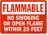 No Smoking Within 25 Feet Flammable Sign