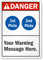 Custom ANSI Danger Sign, Choose Clipart, Add Message