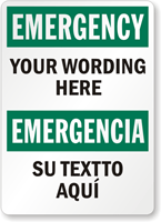 Custom Bilingual Emergency Sign