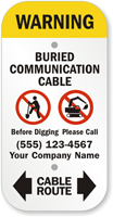 Custom Warning Buried Communication Cable No Digging Sign