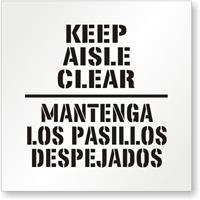 Keep Aisles Clear Bilingual Floor Stencil