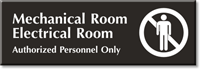 Mechanical, Electrical Room, Authorized Personnel Only Engraved Sign