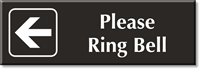 Please Ring Bell Sign with Left Arrow