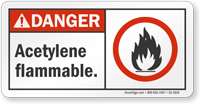 Acetylene Flammable ANSI Danger Sign