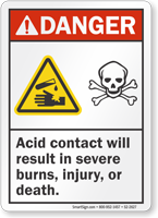 Acid Contact Will Result In Severe Burns Danger Sign