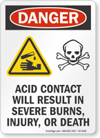 Acid Contact Will Result In Severe Burns Danger Sign