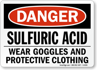 Danger Sulfuric Acid Protective Clothing Sign