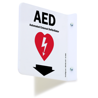 2 Sided Projecting AED Sign