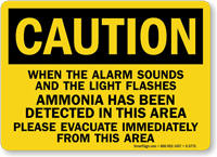 When Alarm Sounds Amonia Detected Caution Sign