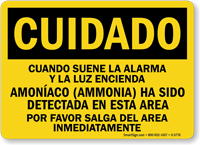 Spanish Ammonia In Area, Please Exit Sign