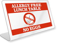 Allergy Free Lunch Table No Eggs Desk Sign