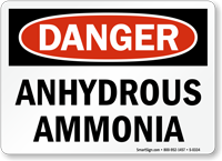 Danger Anhydrous Ammonia Sign