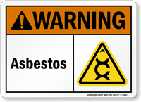 Asbestos ANSI Warning Sign With Graphic