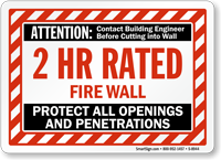 Attention Fire Wall Protect Openings And Penetrations Sign