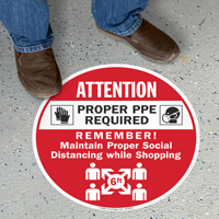 Proper PPE Required Floor Sign
