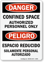 Danger Confined Space Authorized Personnel Sign (Bilingual)