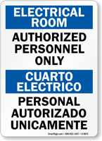 Bilingual Electrical Room Authorized Personnel Only Sign