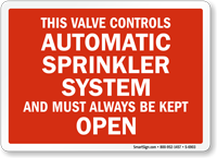 Sprinkler Valve Fire Sign