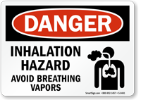 Danger Inhalation Hazard Breathing Vapors Sign