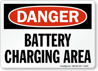 Danger Battery Charging Area Sign