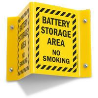 Battery Storage Area No Smoking Projecting Sign