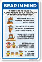 Bear In Mind: Please Adhere To Our New School Policy Sign