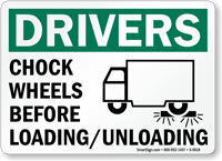 Caution Chock Wheels Loading Unloading Sign