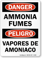Bilingual Ammonia Fumes Sign