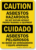 Bilingual Asbestos Hazardous Do Not Disturb Sign
