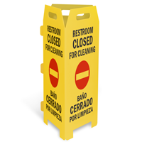 Bilingual: Closed for Cleaning, Cerrado Por Limpieza Trifold Floor Sign