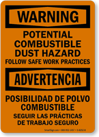 Bilingual Potential Combustible Dust Hazard Sign