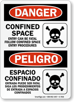 Bilingual Confined Space OSHA Danger Sign