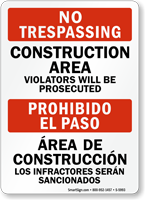Bilingual Construction Area Violators Prosecuted Sign