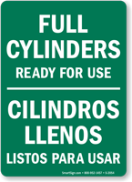 Full Cylinders Ready For Use Bilingual Sign