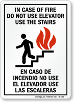 In Case Of Fire Use Stair Bilingual Sign