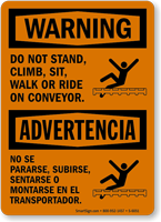 Bilingual Do Not Stand Climb Sit Walk Sign