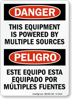 Bilingual Equipment Powered By Multiple Sources Sign