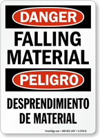 Bilingual Falling Material / Desprendimiento De Material Sign