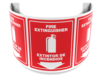 180 Degree Projecting Fire Extinguisher Sign, Bilingual