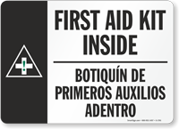 First Aid Kit Inside Sign Bilingual