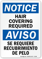 Notice Hair Covering Required Bilingual Sign