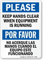 Bilingual Keep Hands Clear Sign