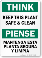 Keep This Plant Safe Clean Think Bilingual Sign