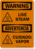 Live Steam Advertencia Cuidado Vapor Sign
