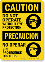 Do Not Operate Eye Protection (Bilingual) Sign