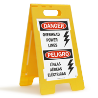 Bilingual Overhead Power Lines Danger Sign