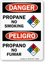 Propane No Smoking, Propano No Fumar Bilingual Sign
